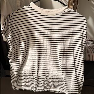 SHEIN Black and White Striped Muscle Tee
